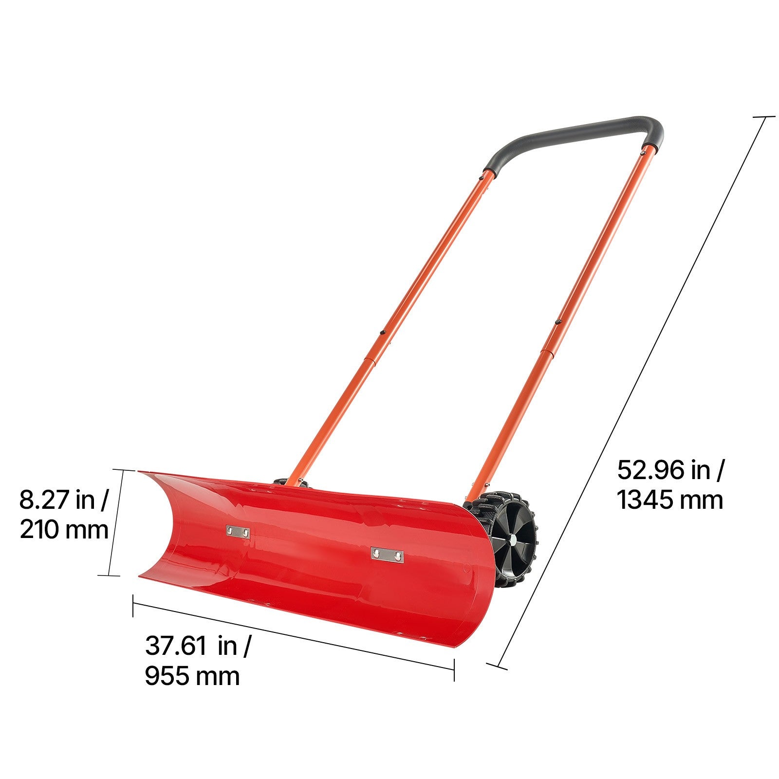 Snow Shovel with Wheels 37.8" Plastic Snow Removal Pusher Snow Plow for Driveway