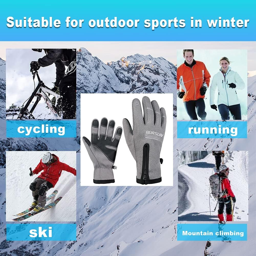 Winter Gloves, Windproof Waterproof Warm Touchscreen Gloves Men Women, Outdoor Winter Thermal Gloves