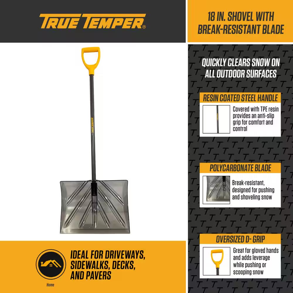 35.5 In. Steel Handle Plastic Snow Shovel